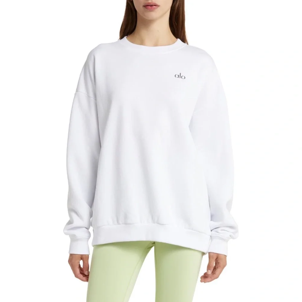 Alo Yoga Accolade Crew Neck Pullover White S